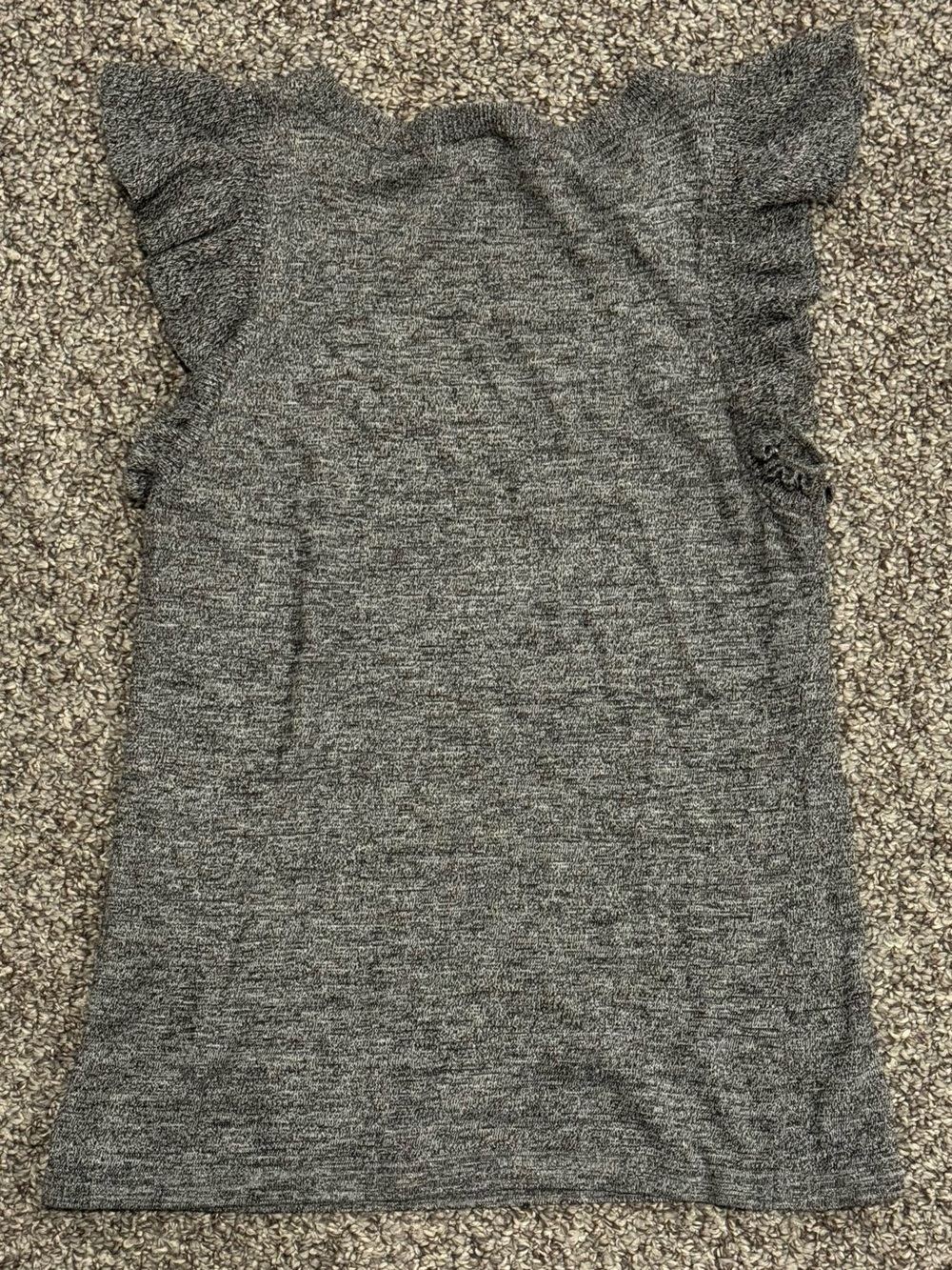 LOFT Outlet Heather Gray Ruffle-Shoulder Knit Tank - Picture 7 of 7